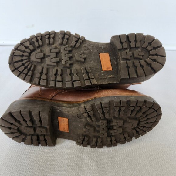 Vintage Y2K American Eagle 8 Brown Leather Combat Boot Grunge Lug Goth Rugged - Picture 11 of 11